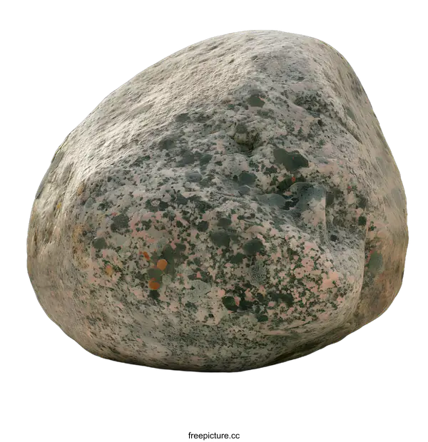 [Transparent Background PNG]Large Gray and Pink Granite Boulder Isolated On White