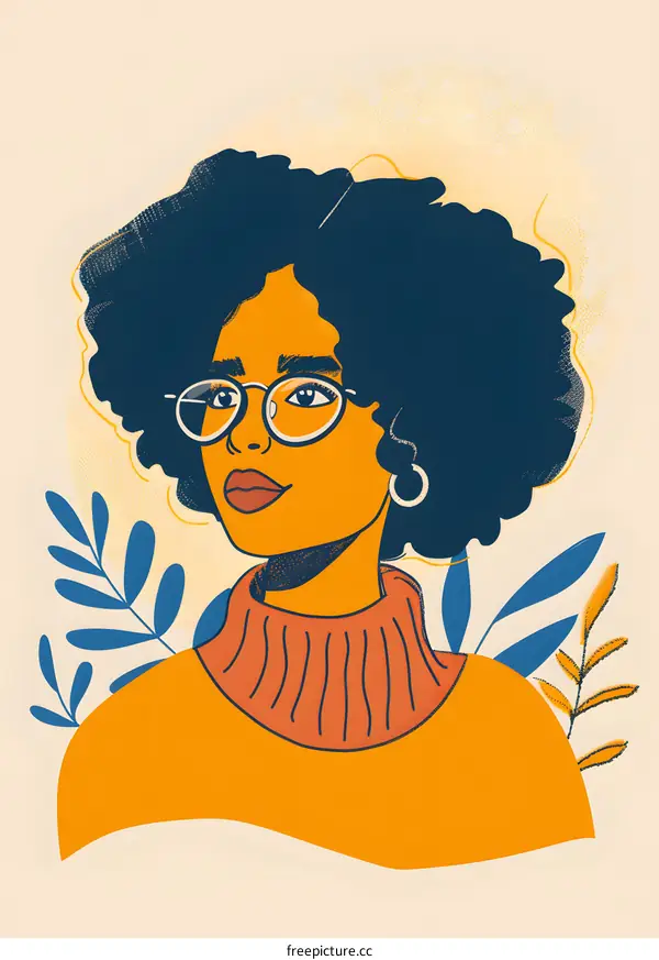 Woman with Glasses in Minimalist Style