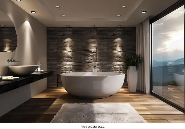 Modern Luxury Bathroom with Panoramic View