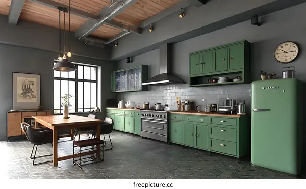 Vintage Green Kitchen Design