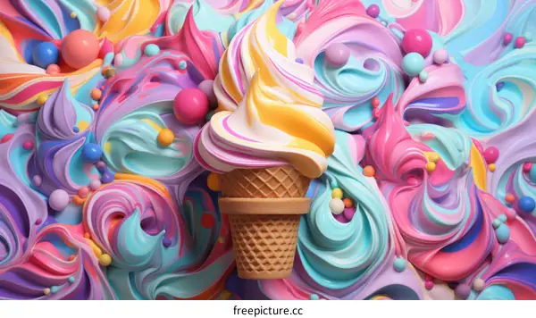 Ice cream cone with rainbow sprinkles