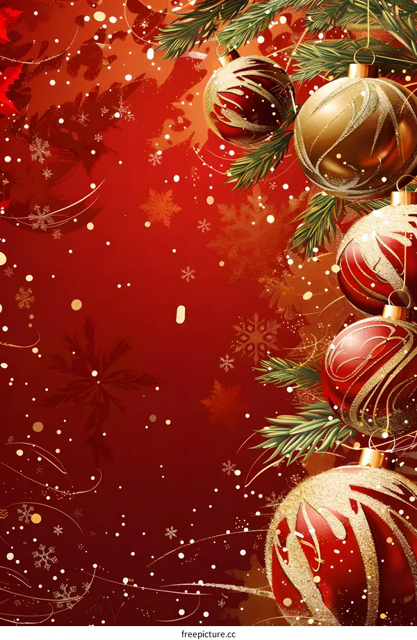 Christmas Tree Branch with Christmas Ornaments