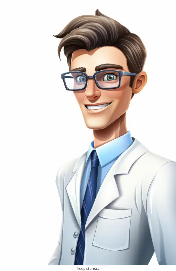 Portrait of a male doctor with glasses smiling