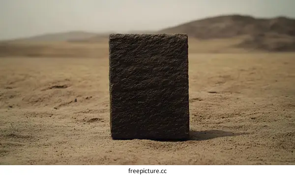 Single Stone Standing Tall in a Desert Landscape
