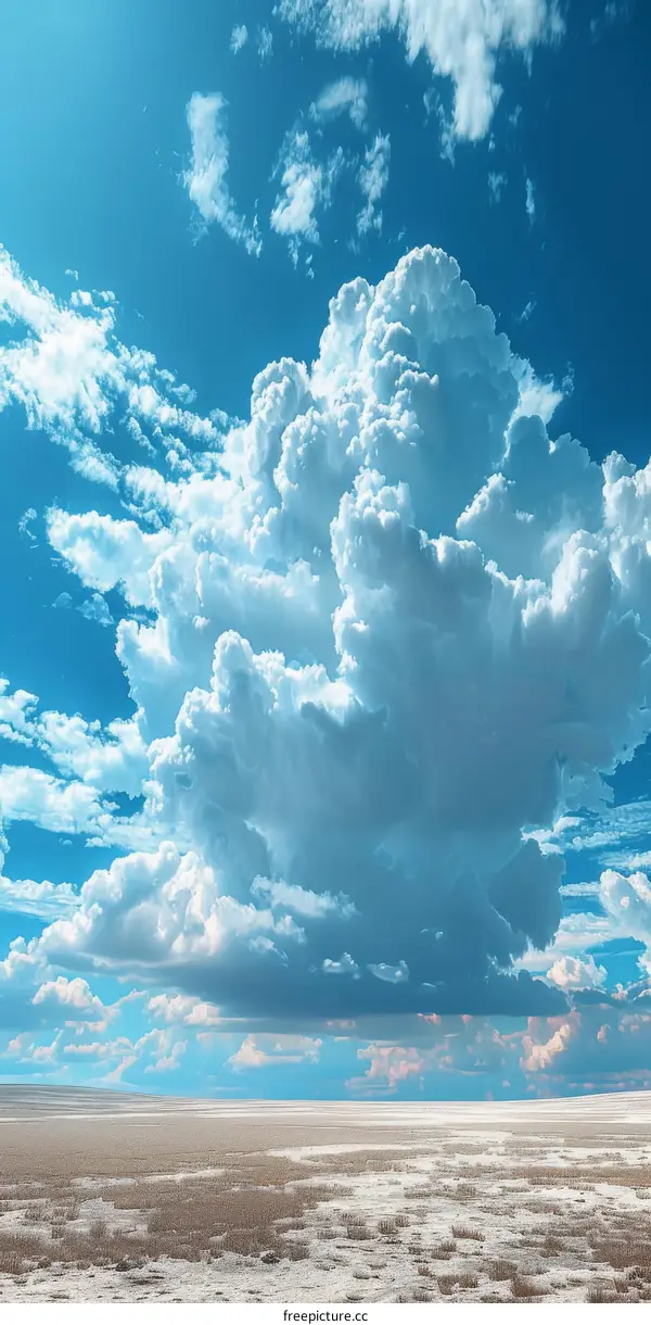 Vast White Cloudscape with Blue Sky and White Ground