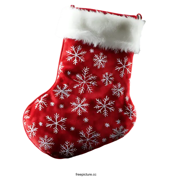 [Transparent Background PNG]Christmas Stocking with Snowflake Pattern
