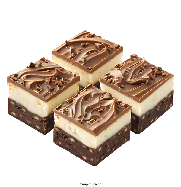 [Transparent Background PNG]Four chocolate and cheesecake squares