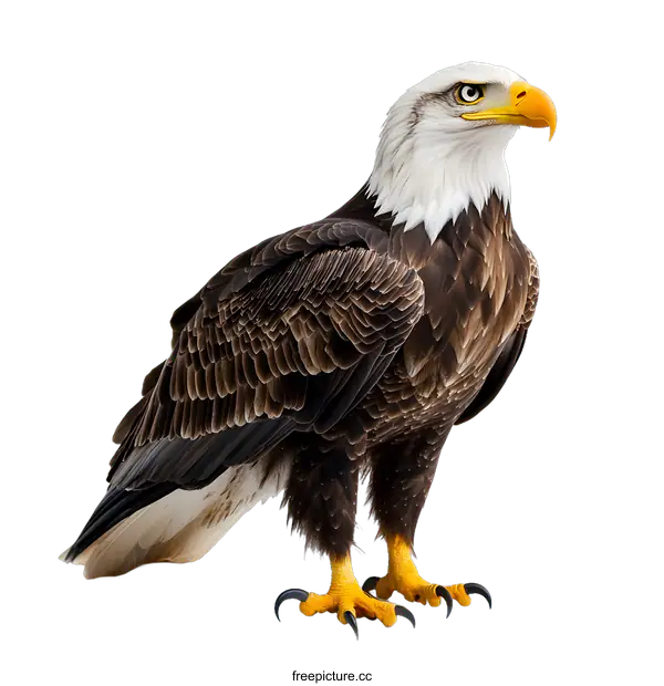 [Transparent Background PNG]Bald Eagle Standing on White Background