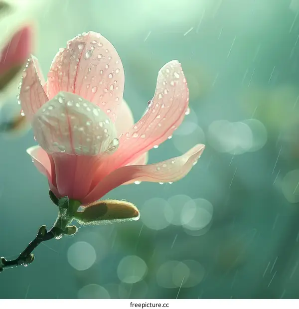 Raindrops on a magnolia flower