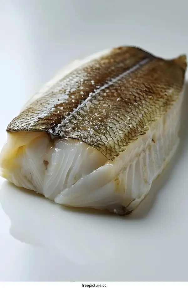 Fresh Raw Cod Fillet on White