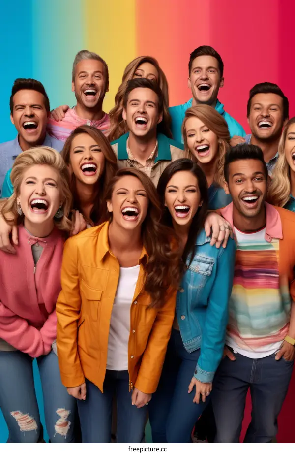 A group of diverse people laughing together