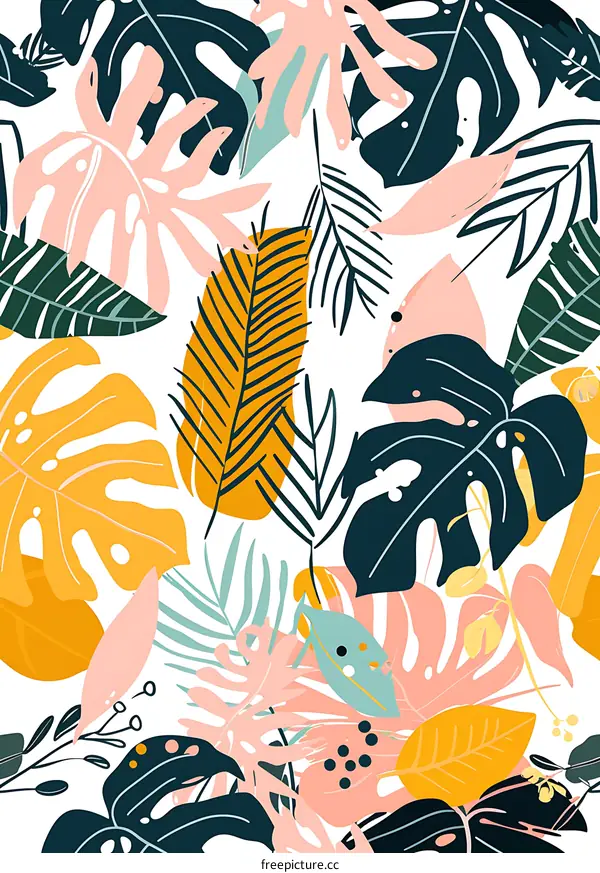 Tropical Leaves Seamless Pattern Background Illustration