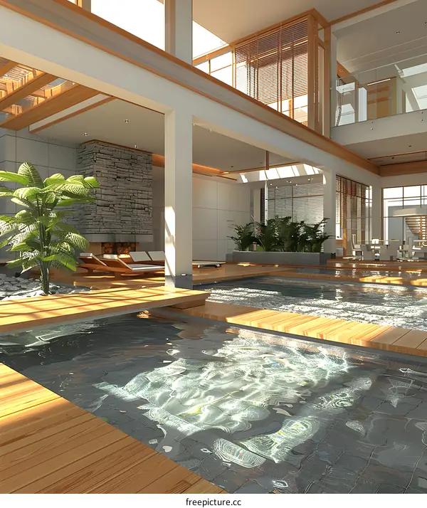 Luxurious indoor pool and spa area