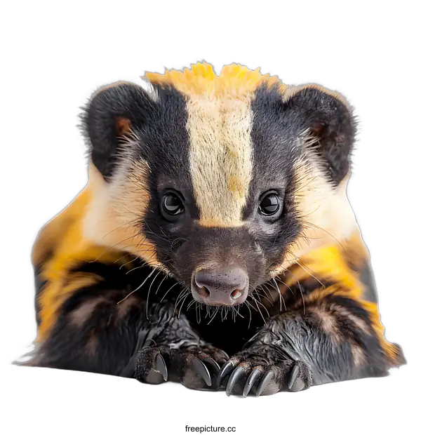 [Transparent Background PNG]Close-up portrait of a cute honey badger