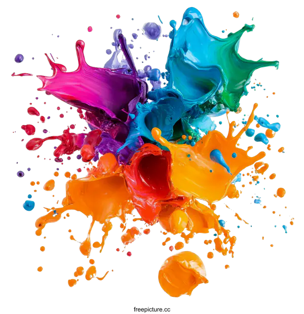 [Transparent Background PNG]Colorful Paint Splatter Art Explosion