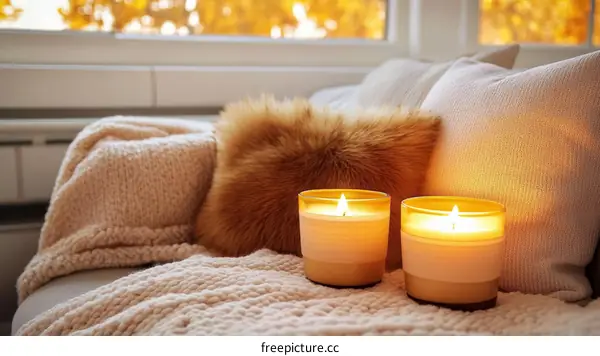 Autumn Cozy Living Room with Candles