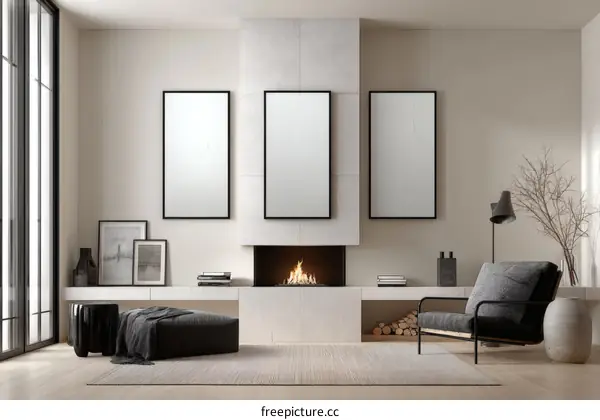 Modern Minimalist Living Room Interior Design Mockup