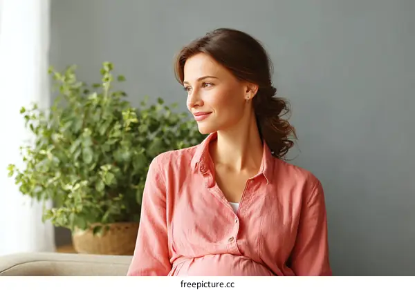 Pregnant Woman Contemplating the Outdoors
