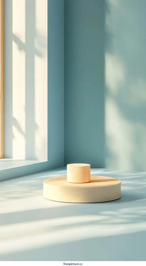 Minimalist Wooden Display Podium in Pastel Light