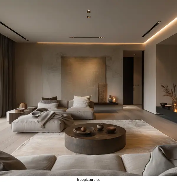 Modern Minimalist Living Room Design with Beige and Gray Tones