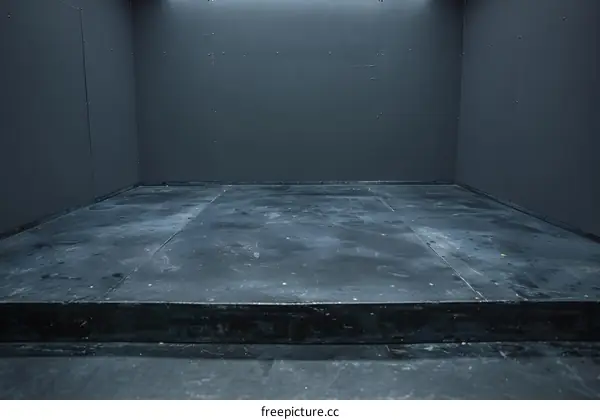 Empty Room With Dark Grey Walls And Floor