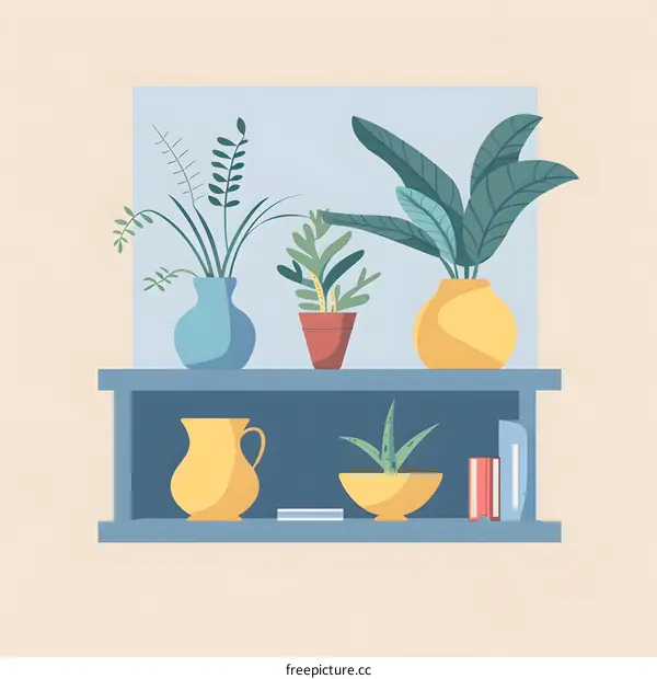 Simple Shelf Decor With Plants And Vases
