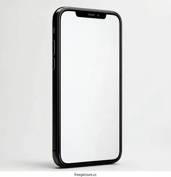 Black Smartphone Mockup in White Background
