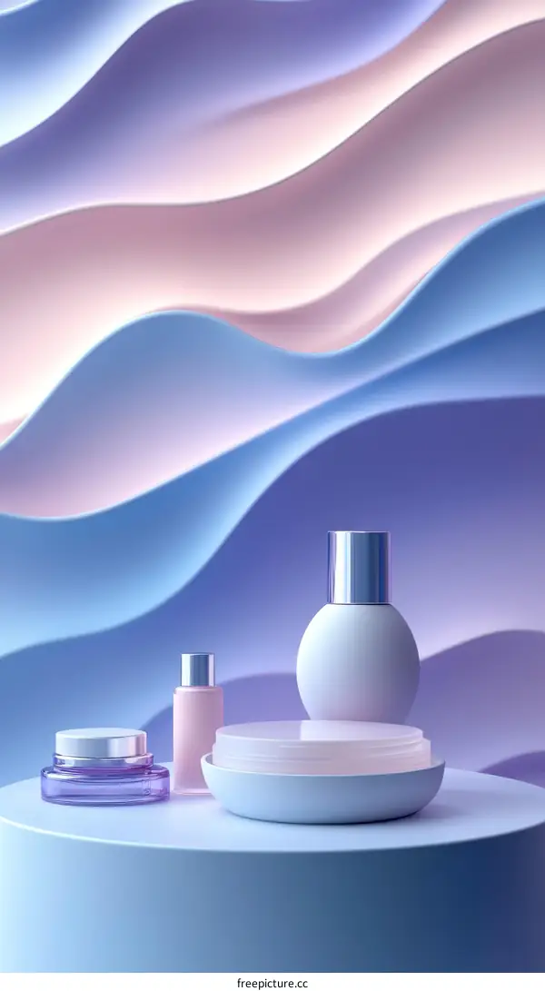 Cosmetic Products Display on Pastel Background