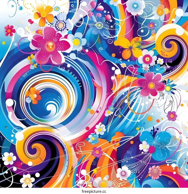 Colorful Abstract Floral Design with Swirls