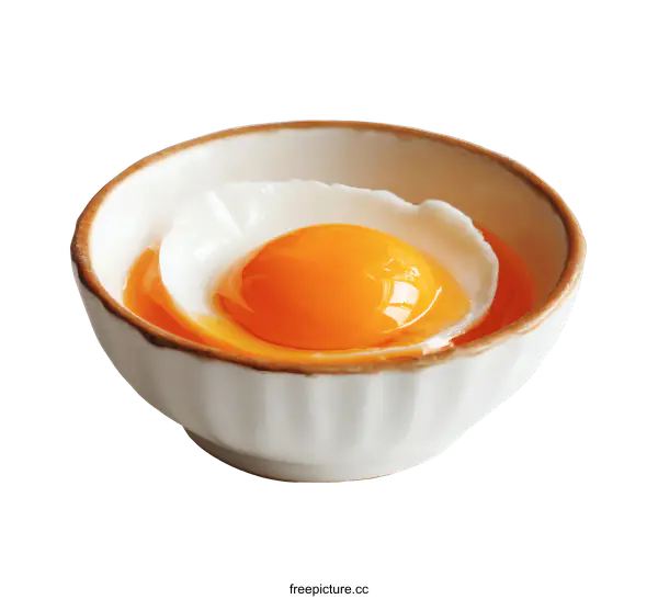 [Transparent Background PNG]A Delicate Poached Egg in a Ceramic Bowl
