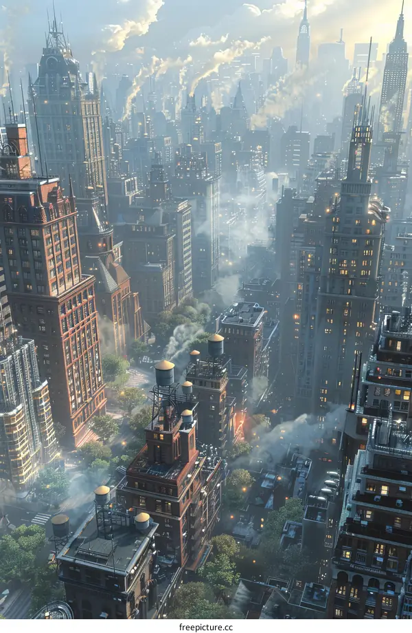 Aerial View of a Futuristic Cityscape