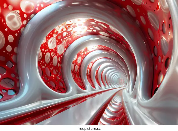 Futuristic Red and White Tunnel