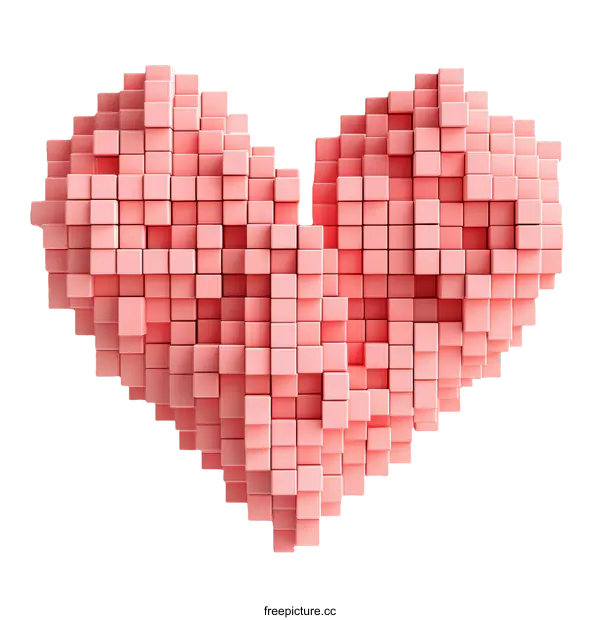 [Transparent Background PNG]Pink Pixel Heart Illustration