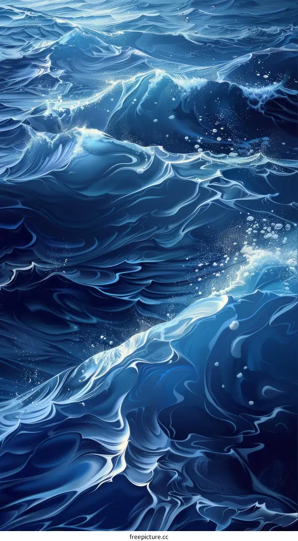 Deep Blue Ocean Waves