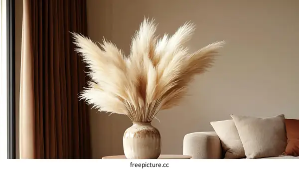 Beige Interior Decor with Pampas Grass