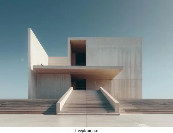 Modern minimalist architecture with geometric shapes and clean lines