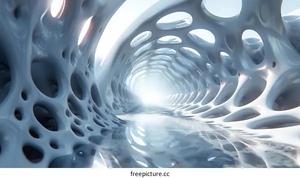 Futuristic Organic Tunnel with Glowing End