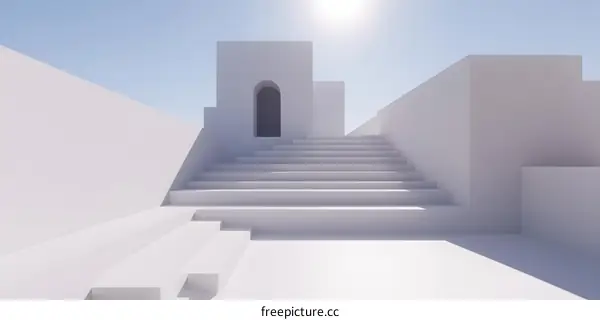 Minimalist White Stairs with Archway