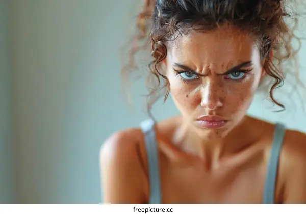 Portrait of a Young Woman with a Scowl