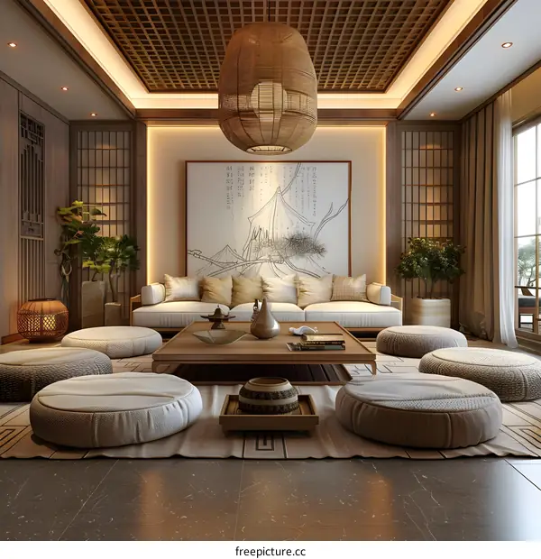 The effect picture of Chinese living room design
