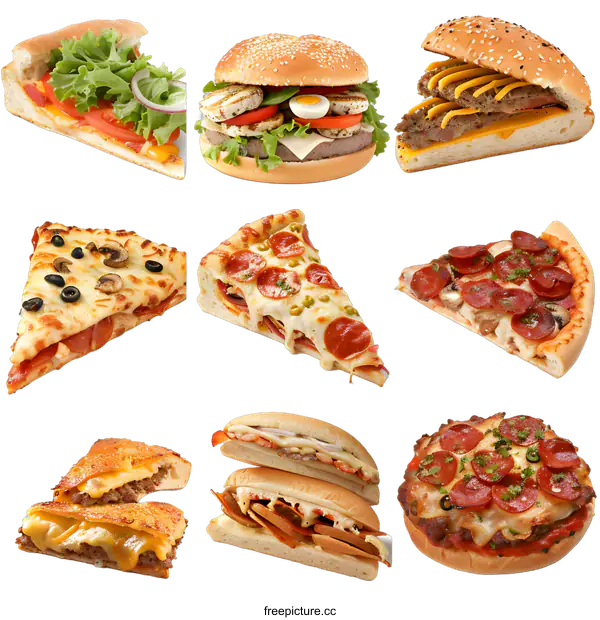 [Transparent Background PNG]Variety of Delicious Fast Food Items