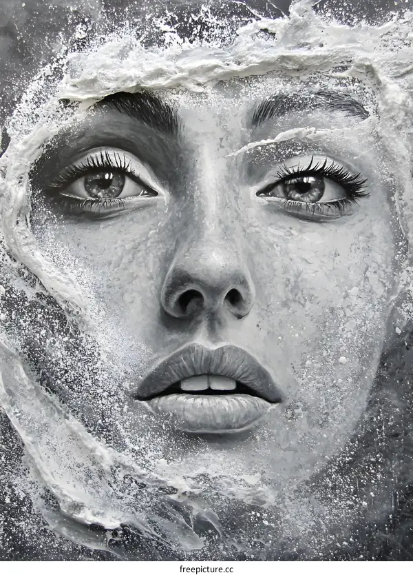 Abstract Black and White Woman Face Illustration