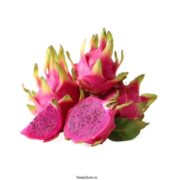 [Transparent Background PNG]Close-up Pile of Fresh Pink Dragon Fruit