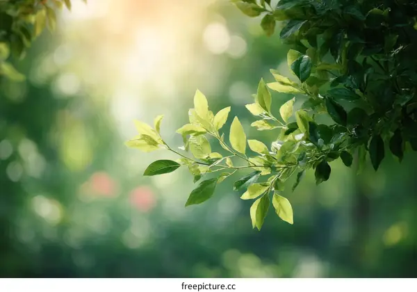 Fresh Green Leaves in Sunlight