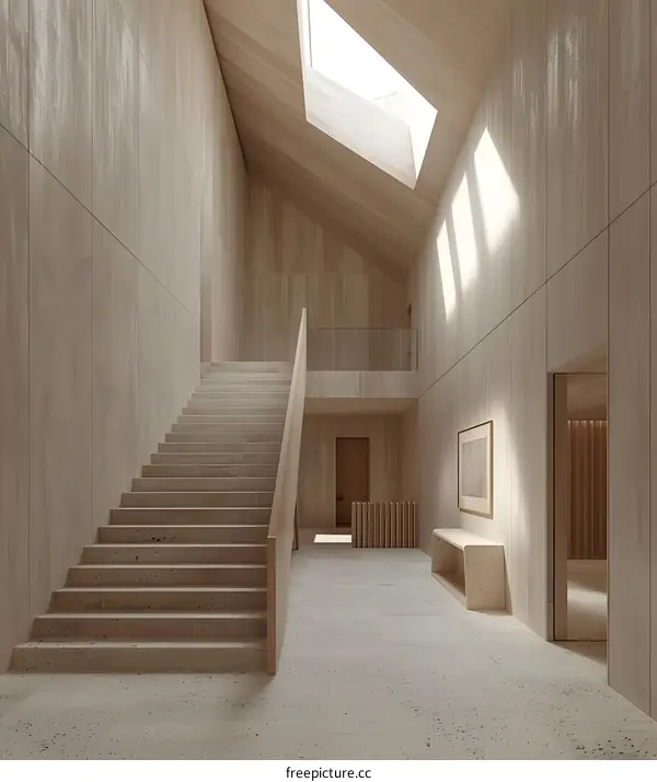 Modern Minimalist Wooden Staircase Interior Design