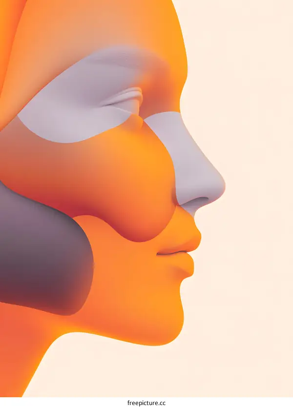 Abstract 3D Illustration of a Face in Profile