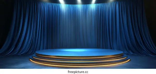 3D Rendered Blue Stage Presentation Platform
