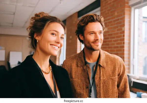 Two Caucasian Business Colleagues in Office