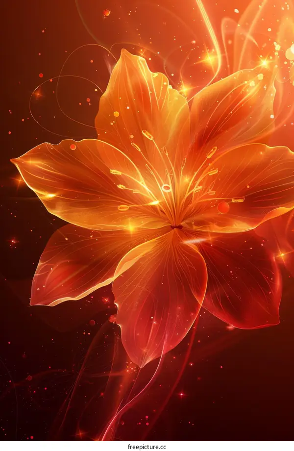 Fantasy fiery red flower