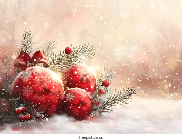 Christmas background with red balls